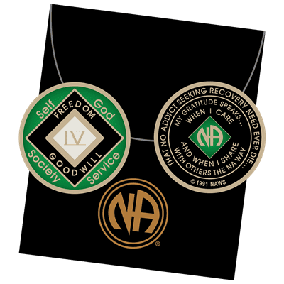 Tri Plate Medallion - Green, Narcotics Anonymous