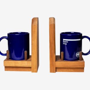 Wooden Book Ends with Basic Mugs Included